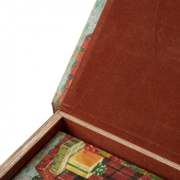 Glitzhome Glitzhome Decorative Vintage Dog Print Book Shaped Christmas Storage Book Box Set Of 2
