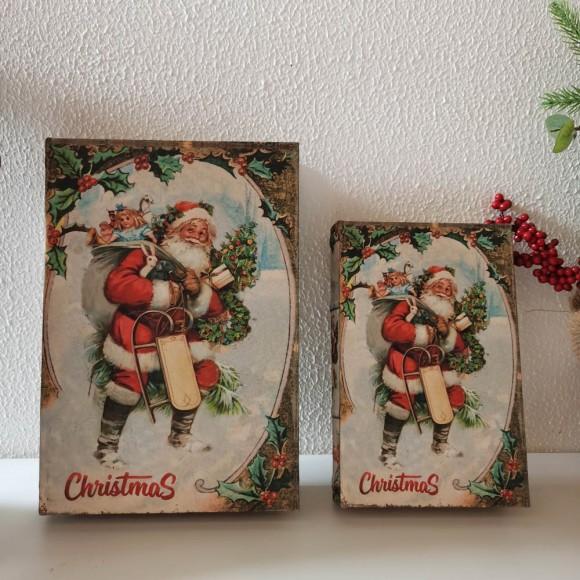 Glitzhome Glitzhome Decorative Vintage Storage Book Shaped Christmas Book Box Set Of 2