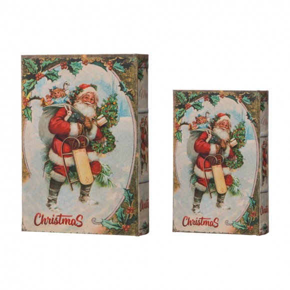 Glitzhome Glitzhome Decorative Vintage Storage Book Shaped Christmas Book Box Set Of 2