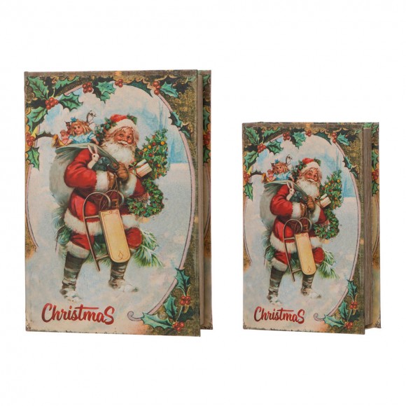 glitzhome Glitzhome Decorative Vintage Storage Book Shaped Christmas Book Box Set of 2