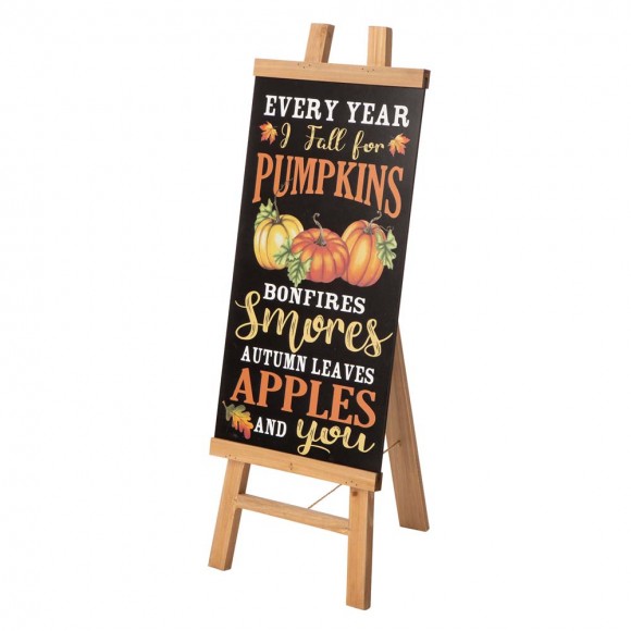 Glitzhome Glitzhome Double Sided Wooden Easel Porch Sign With One Changeable Sided Sign Board (Fall & Christmas)
