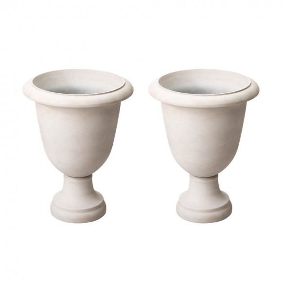 Glitzhome Glitzhome Eco-friendly Large Faux Ceramic Goblet Shaped Plastic Planters Set Of 2
