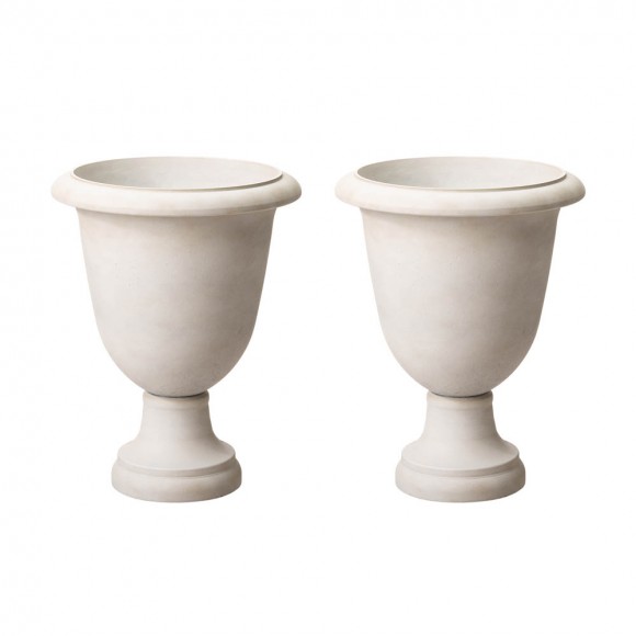 glitzhome Glitzhome Eco-friendly Large Faux Ceramic Goblet Shaped Plastic Planters Set of 2