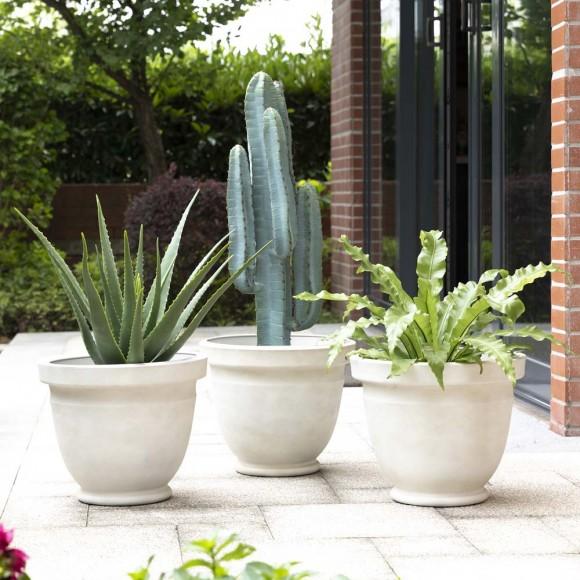 Glitzhome Glitzhome Eco-friendly Large Faux Ceramic Round Polyresin Pot Planters Set Of 3