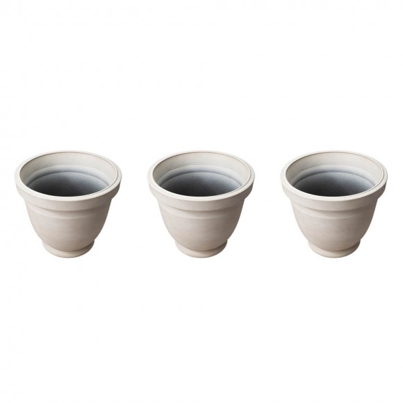 Glitzhome Glitzhome Eco-friendly Large Faux Ceramic Round Polyresin Pot Planters Set Of 3