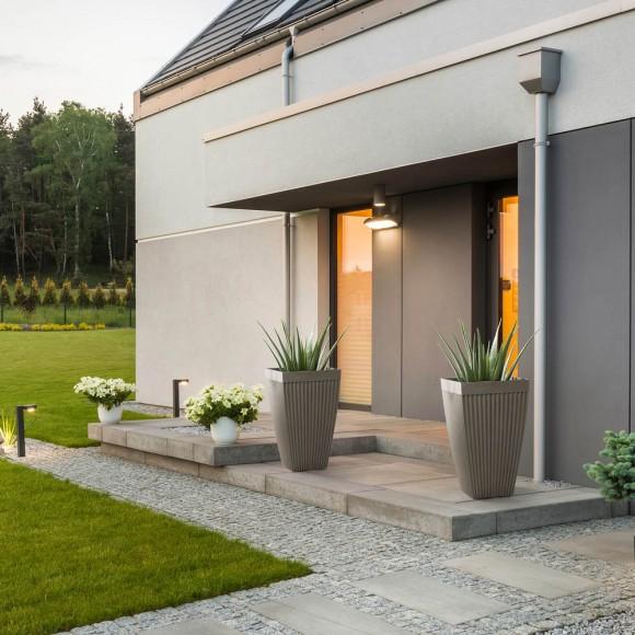 Glitzhome Glitzhome Eco-friendly Large Faux Concrete Tall Square Plastic Fluted Pot Planters Set Of 2