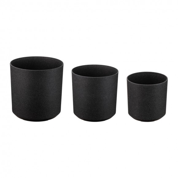 Glitzhome Glitzhome Eco-friendly Large Faux Marble Round Plastic Pot Planters Set Of 3