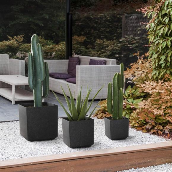 Glitzhome Glitzhome Eco-friendly Large Faux Marble Square Plastic Pot Planters Set Of 3