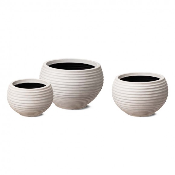 glitzhome Glitzhome Eco-friendly Large Faux Porcelain Round Polyresin Fluted Planters Set of 3