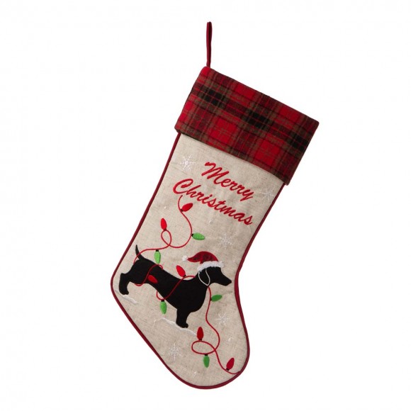 glitzhome Glitzhome Fabric Christmas Stocking - Dachshund