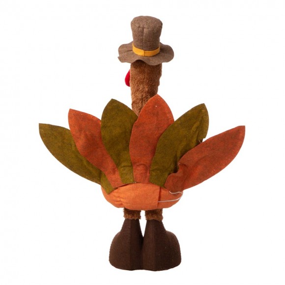 Glitzhome Glitzhome Fabric Turkey Standing Decor With Telescoping Legs And LED Lights