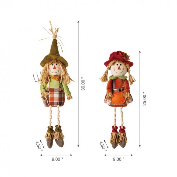 Glitzhome Glitzhome Fall Fabric Couple Scarecrow Shelf Sitter