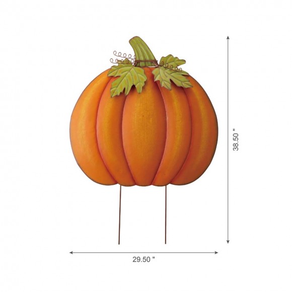 Glitzhome Glitzhome Fall Oversized Metal Pumpkin Yard Stake Or Wall Décor Or Standing Decor (Three Functions)
