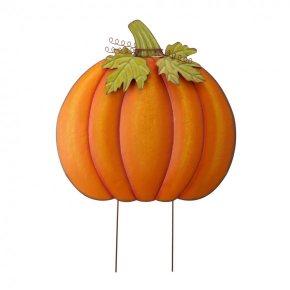 glitzhome Glitzhome Fall Oversized Metal Pumpkin Yard Stake or Wall Décor or Standing Decor (Three Functions)