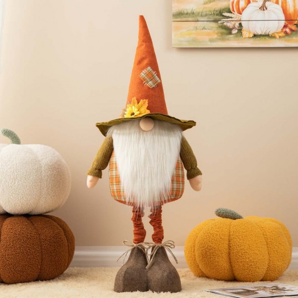 Glitzhome Glitzhome Fall Telescoped Fabric Gnome Standing Decor