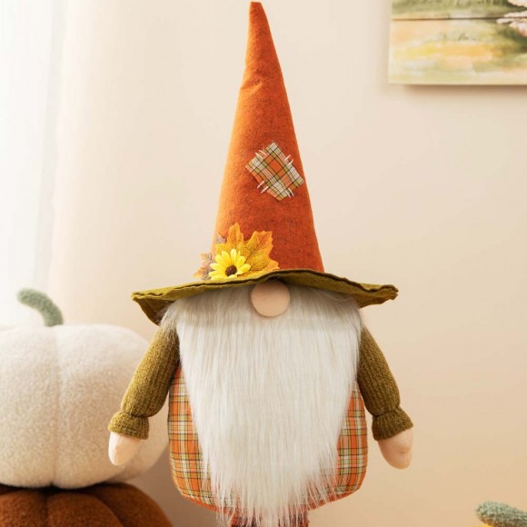 Glitzhome Glitzhome Fall Telescoped Fabric Gnome Standing Decor