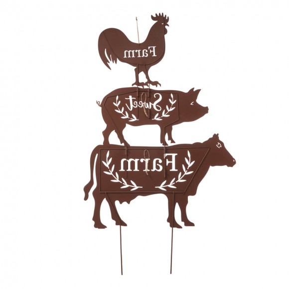 Glitzhome Glitzhome Farm Sweet Farm Metal Farmhouse Animals Silhouette Sign Yard Stake Or Wall Décor Set Of 3