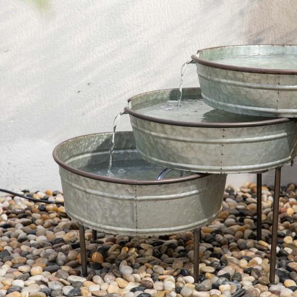 Glitzhome Glitzhome Farmhouse 3-Tiered Galvanized Metal Cascading Water Garden Fountain