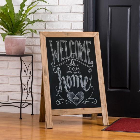 Glitzhome Glitzhome Farmhouse Brown Wooden Framed Haning Or Standing Chalkboard Sign