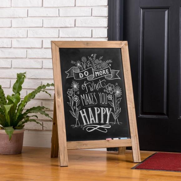 Glitzhome Glitzhome Farmhouse Brown Wooden Framed Haning Or Standing Chalkboard Sign