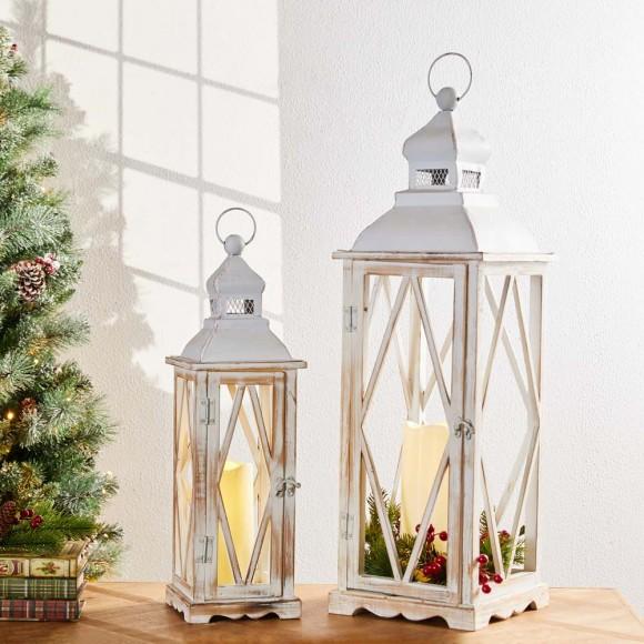 Glitzhome Glitzhome Farmhouse Decorative Wood/Metal Lanterns Set Of 2