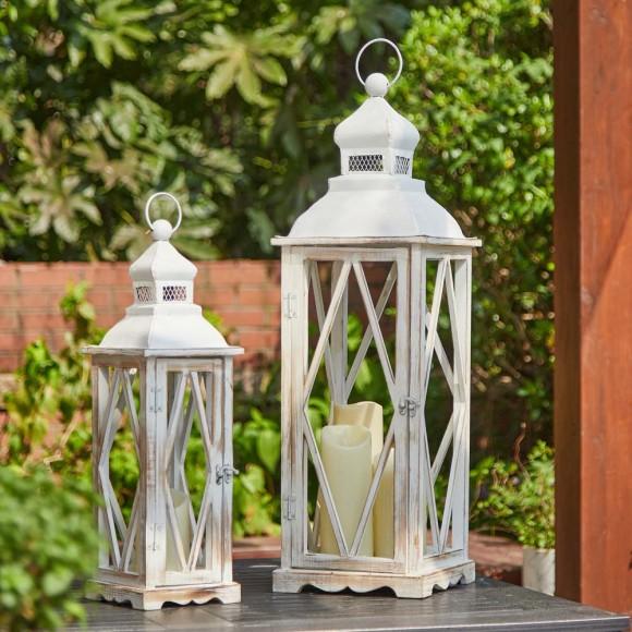 Glitzhome Glitzhome Farmhouse Decorative Wood/Metal Lanterns Set Of 2