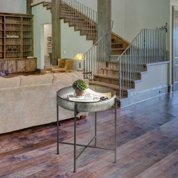 Glitzhome Glitzhome Farmhouse Galvanized Metal Serving Tray Table