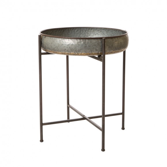 glitzhome Glitzhome Farmhouse Galvanized Metal Serving Tray Table