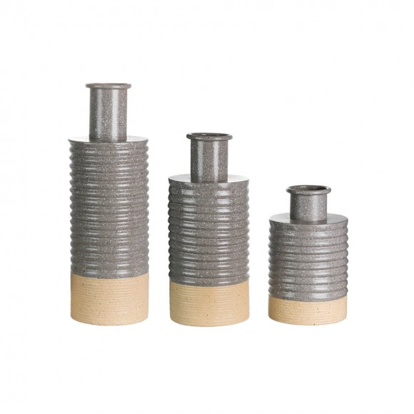glitzhome Glitzhome Farmhouse Gray/Brown Two-tone Decorative Metal Vase Set of 3