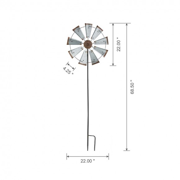 Glitzhome Glitzhome Farmhouse Metal Galvanized Windmill Yard Stake Or Wall Décor