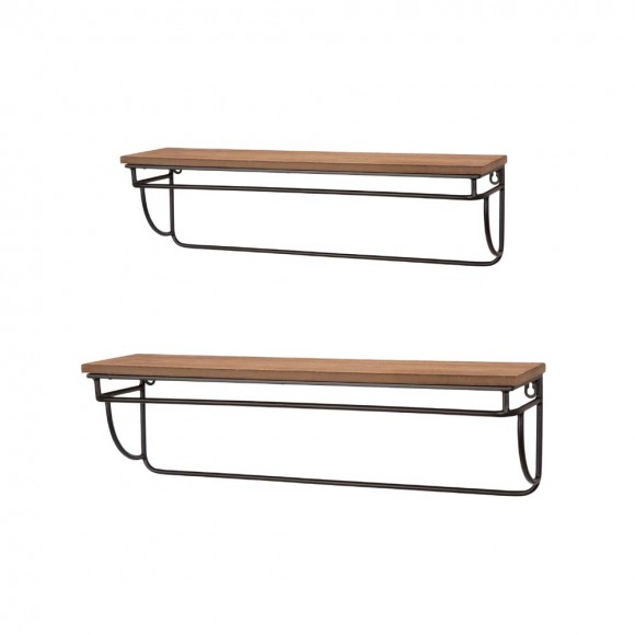 glitzhome Glitzhome Farmhouse Metal/Wooden Wall Mounted Shelves Set of 2