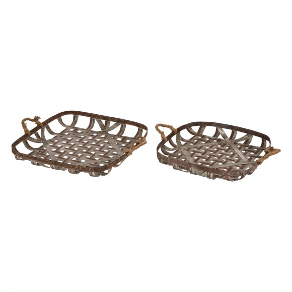 glitzhome Glitzhome Farmhouse Oversized Galvanized Metal Wall Basket Set of 2