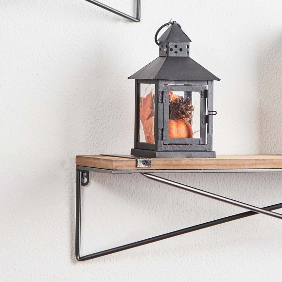 Glitzhome Glitzhome Farmhouse Rustic Metal Wooden Wall Mounted Shelves Set Of 2