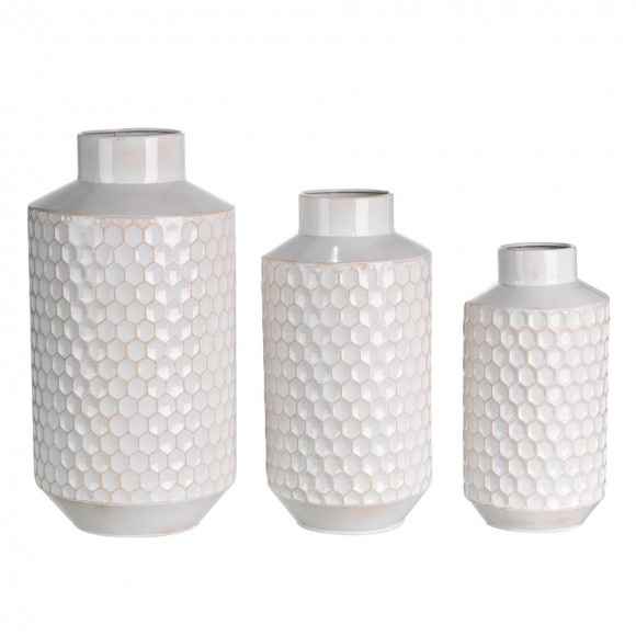 glitzhome Glitzhome Farmhouse White Decorative Metal Vase Set of 3