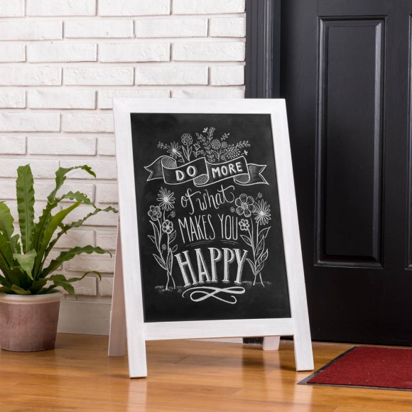 Glitzhome Glitzhome Farmhouse White Wooden Framed Haning Or Standing Chalkboard Sign