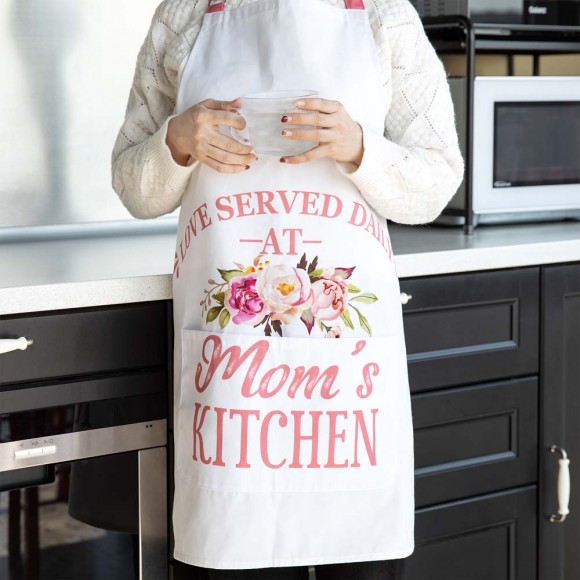 Glitzhome Glitzhome Faux Burlap Mother's Day Apron With 2 Roomy Pockets