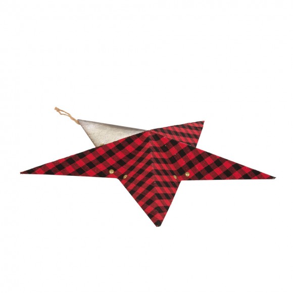 Glitzhome Glitzhome Galvanized Plaid Pattern Star With Rivet Set Of 2