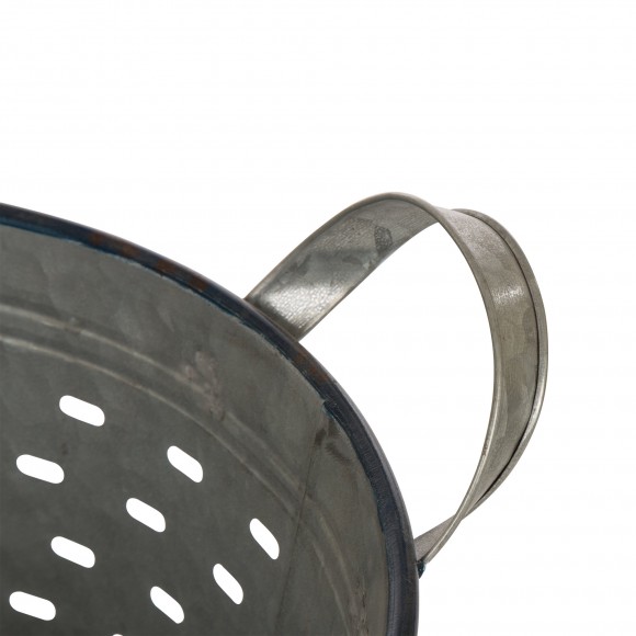 Glitzhome Glitzhome Galvanized Round Metal Planters Storage Organizer With Burlap Handles Set Of 2