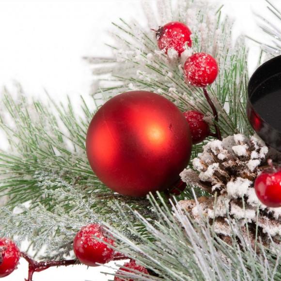 Glitzhome Glitzhome Glitted Berry Ornament Pinecone Candle Holder Centerpiece