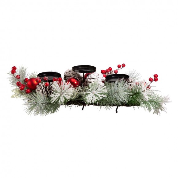 glitzhome Glitzhome Glitted Berry Ornament Pinecone Candle Holder Centerpiece