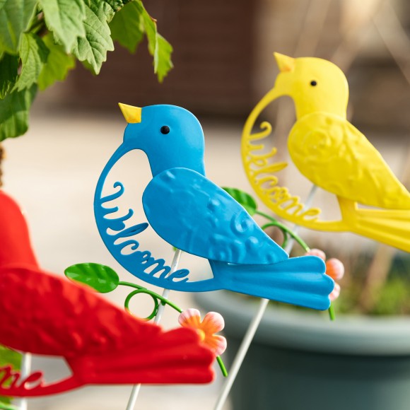 Glitzhome Glitzhome 16"H Set Of 3 Metal Bird Pick