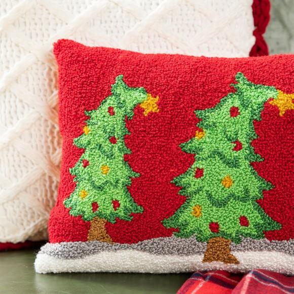 Glitzhome Glitzhome 18"L Hooked Bent Trees Pillow