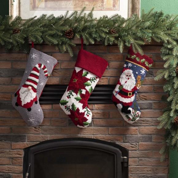 Glitzhome Glitzhome 19.00"L Santa Hooked Stocking