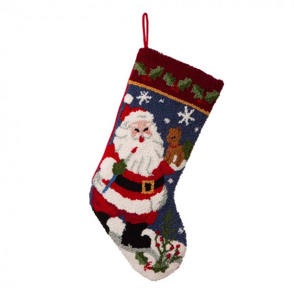 glitzhome Glitzhome 19.00"L Santa Hooked Stocking