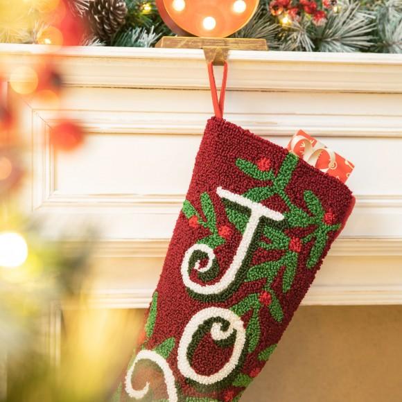 Glitzhome Glitzhome 20.00"L Hooked Stocking JOY