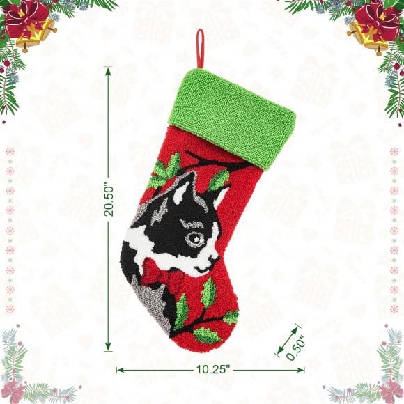 Glitzhome Glitzhome 20.5"L Hooked Stocking Cat
