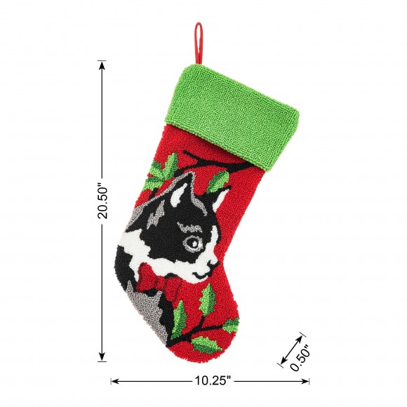 Glitzhome Glitzhome 20.5"L Hooked Stocking Cat