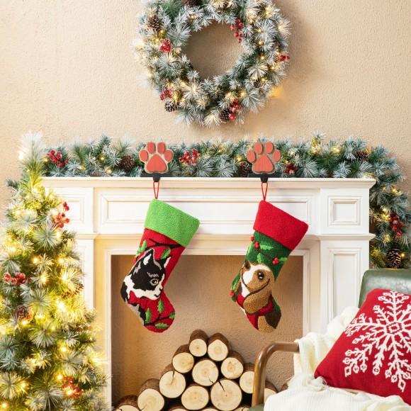 Glitzhome Glitzhome 20.5"L Hooked Stocking Dog