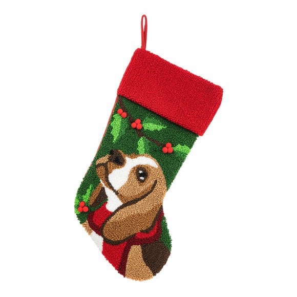 glitzhome Glitzhome 20.5"L Hooked Stocking Dog