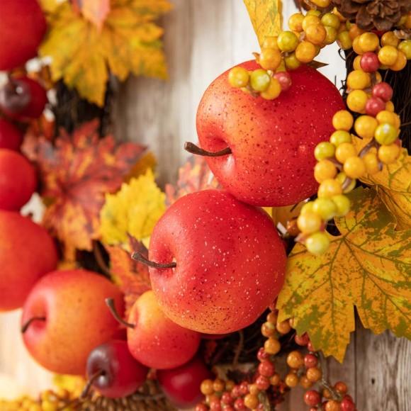 Glitzhome Glitzhome 24"D Apple Berry Leaf Wreath